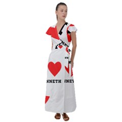 I Love Kenneth Flutter Sleeve Maxi Dress by ilovewhateva