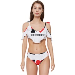 I Love Kenneth Ruffle Edge Tie Up Bikini Set	