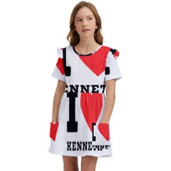 I Love Kenneth Kids  Frilly Sleeves Pocket Dress by ilovewhateva