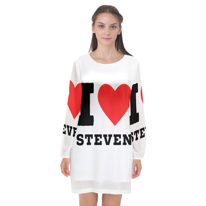 I love steven Long Sleeve Chiffon Shift Dress 