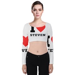 I Love Steven Velvet Long Sleeve Crop Top by ilovewhateva