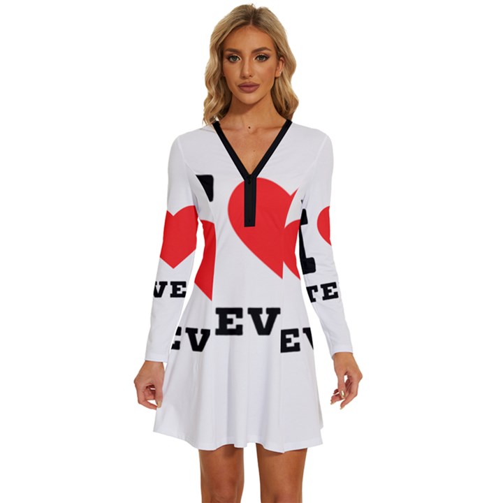 I love steven Long Sleeve Deep V Mini Dress 