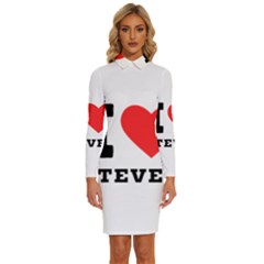 I love steven Long Sleeve Shirt Collar Bodycon Dress