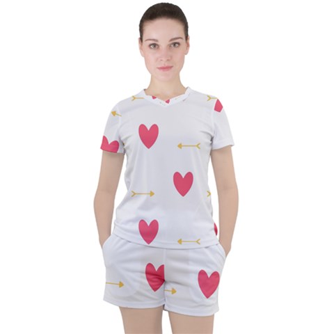 Hearts-36 Women s Tee And Shorts Set by nateshop