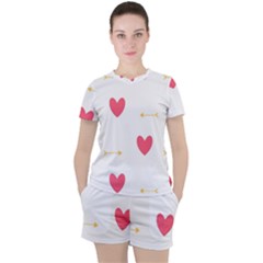 Hearts-36 Women s Tee And Shorts Set