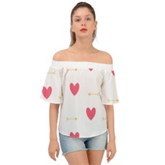 Hearts-36 Off Shoulder Short Sleeve Top by nateshop