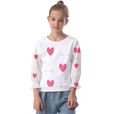 Hearts-36 Kids  Cuff Sleeve Top by nateshop