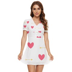 Hearts-36 V-neck High Waist Chiffon Mini Dress by nateshop