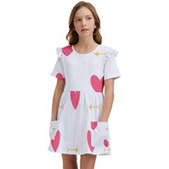 Hearts-36 Kids  Frilly Sleeves Pocket Dress by nateshop