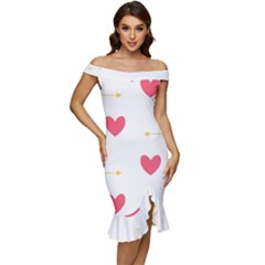 Hearts-36 Off Shoulder Ruffle Split Hem Bodycon Dress by nateshop