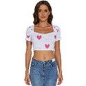 Hearts-36 Short Sleeve Square Neckline Crop Top  View1