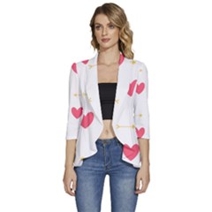 Hearts-36 Women s 3/4 Sleeve Ruffle Edge Open Front Jacket