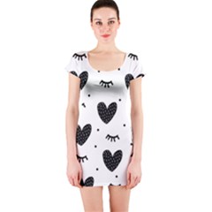 Hearts-57 Short Sleeve Bodycon Dress by nateshop