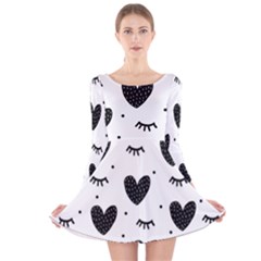 Hearts-57 Long Sleeve Velvet Skater Dress by nateshop