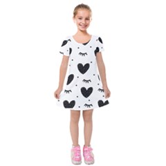 Hearts-57 Kids  Short Sleeve Velvet Dress by nateshop