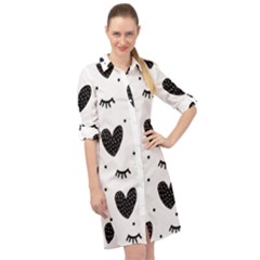 Hearts-57 Long Sleeve Mini Shirt Dress by nateshop