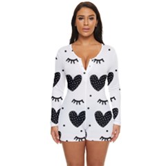 Hearts-57 Long Sleeve Boyleg Swimsuit