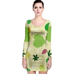 Leaves-140 Long Sleeve Bodycon Dress