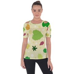 Leaves-140 Shoulder Cut Out Short Sleeve Top by nateshop