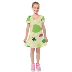 Leaves-140 Kids  Short Sleeve Velvet Dress by nateshop