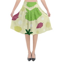 Leaves-140 Flared Midi Skirt