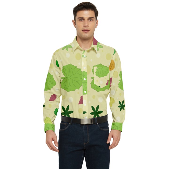 Leaves-140 Men s Long Sleeve Pocket Shirt 