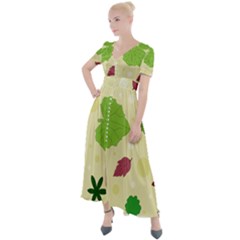 Leaves-140 Button Up Short Sleeve Maxi Dress by nateshop