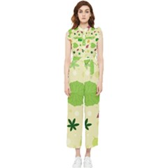 Leaves-140 Women s Frill Top Chiffon Jumpsuit by nateshop