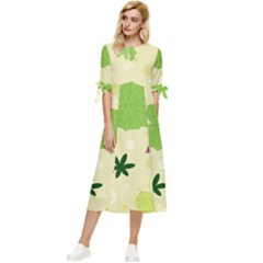 Leaves-140 Bow Sleeve Chiffon Midi Dress by nateshop