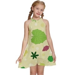 Leaves-140 Kids  Halter Collar Waist Tie Chiffon Dress by nateshop