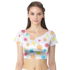 Leaves-141 Short Sleeve Crop Top