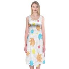 Leaves-141 Midi Sleeveless Dress by nateshop