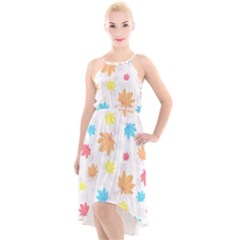 Leaves-141 High-low Halter Chiffon Dress  by nateshop