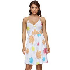 Leaves-141 V-neck Pocket Summer Dress  by nateshop