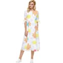 Leaves-141 Bow Sleeve Chiffon Midi Dress View1