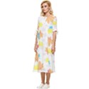 Leaves-141 Bow Sleeve Chiffon Midi Dress View2