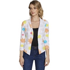 Leaves-141 Women s Casual 3/4 Sleeve Spring Jacket