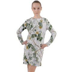 Leaves-142 Long Sleeve Hoodie Dress