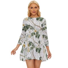 Leaves-142 Long Sleeve Babydoll Dress by nateshop