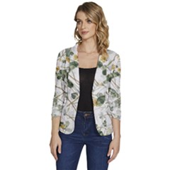 Leaves-142 Women s One-button 3/4 Sleeve Short Jacket