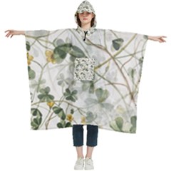 Leaves-142 Women s Hooded Rain Ponchos