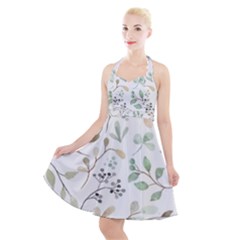 Leaves-147 Halter Party Swing Dress  by nateshop