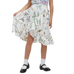 Leaves-147 Kids  Ruffle Flared Wrap Midi Skirt by nateshop