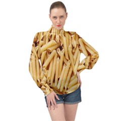 Pasta-79 High Neck Long Sleeve Chiffon Top by nateshop