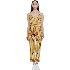 Pasta-79 V-neck Spaghetti Strap Tie Front Jumpsuit by nateshop