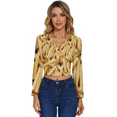 Pasta-79 Long Sleeve V-neck Top by nateshop