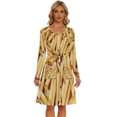 Pasta-79 Long Sleeve Dress With Pocket by nateshop