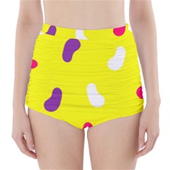 Pattern-yellow - 1 High-waisted Bikini Bottoms by nateshop