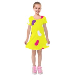 Pattern-yellow - 1 Kids  Short Sleeve Velvet Dress by nateshop