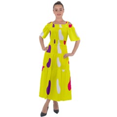 Pattern-yellow - 1 Shoulder Straps Boho Maxi Dress  by nateshop